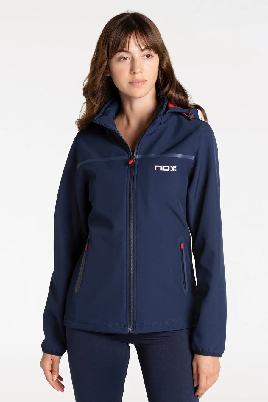 CHAQUETA NOX SOFTSHELL PRO MUJER AZUL ROJO